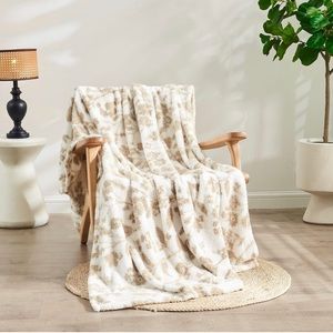 Fluffy Flower Blanket-Plush Lightweight Print Blanket for Sofa Bed - 50"*60"